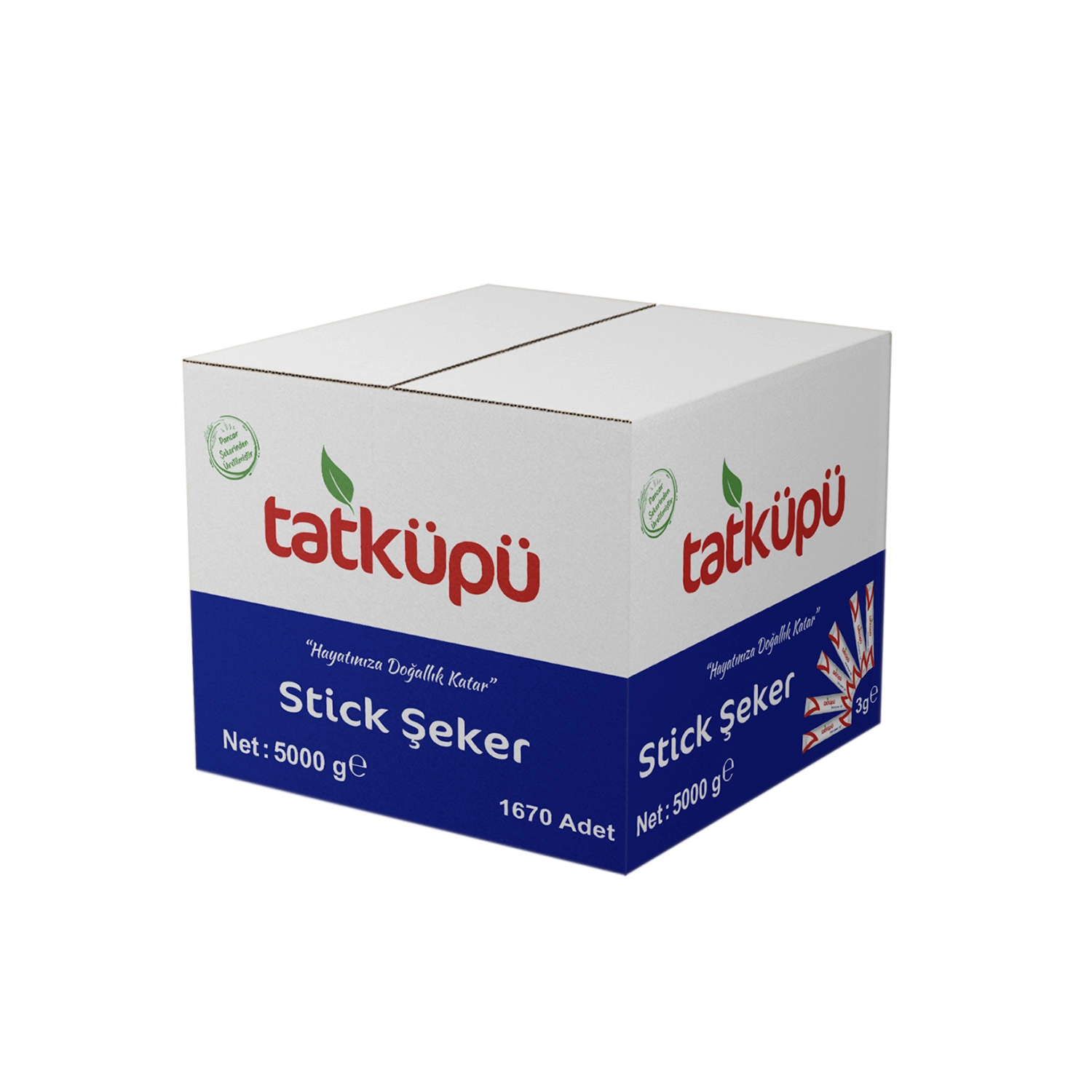 Tatküpü Stick Şeker 5 Kg (3 g x 1670 Adet) Tek Kullanımlık Toz Şeker