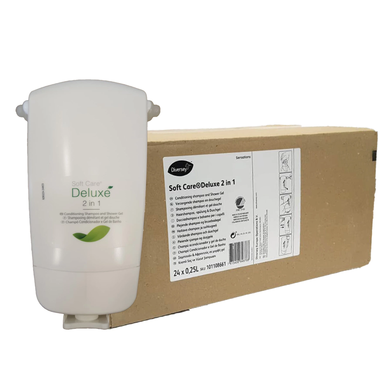 Diversey Soft Care Deluxe 2’si 1 Arada Saç ve Vücut Şampuanı 250 ml X 24 Adet (Kolisiyle)