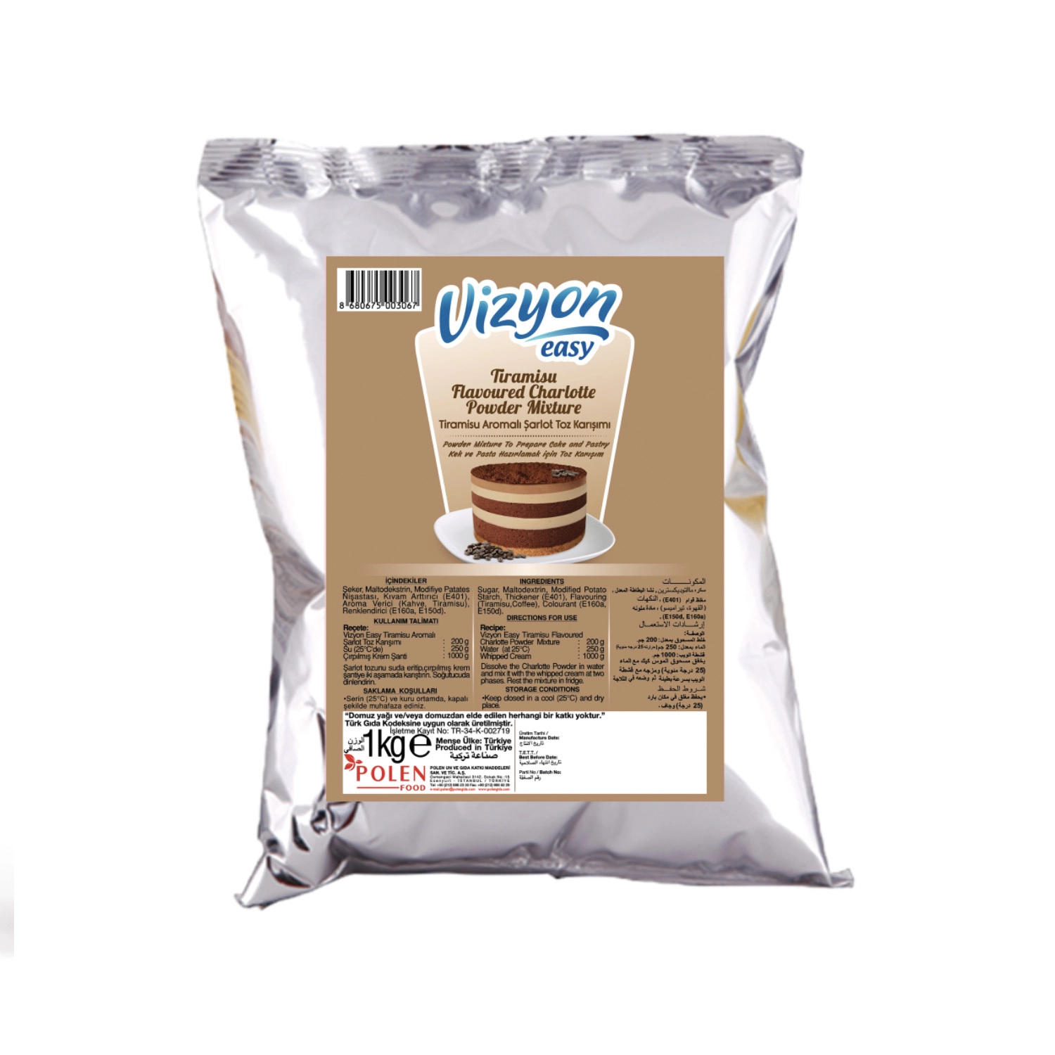 Vizyon Easy Tiramisu Aromalı Charlotte Toz Pasta Kreması 1 Kg