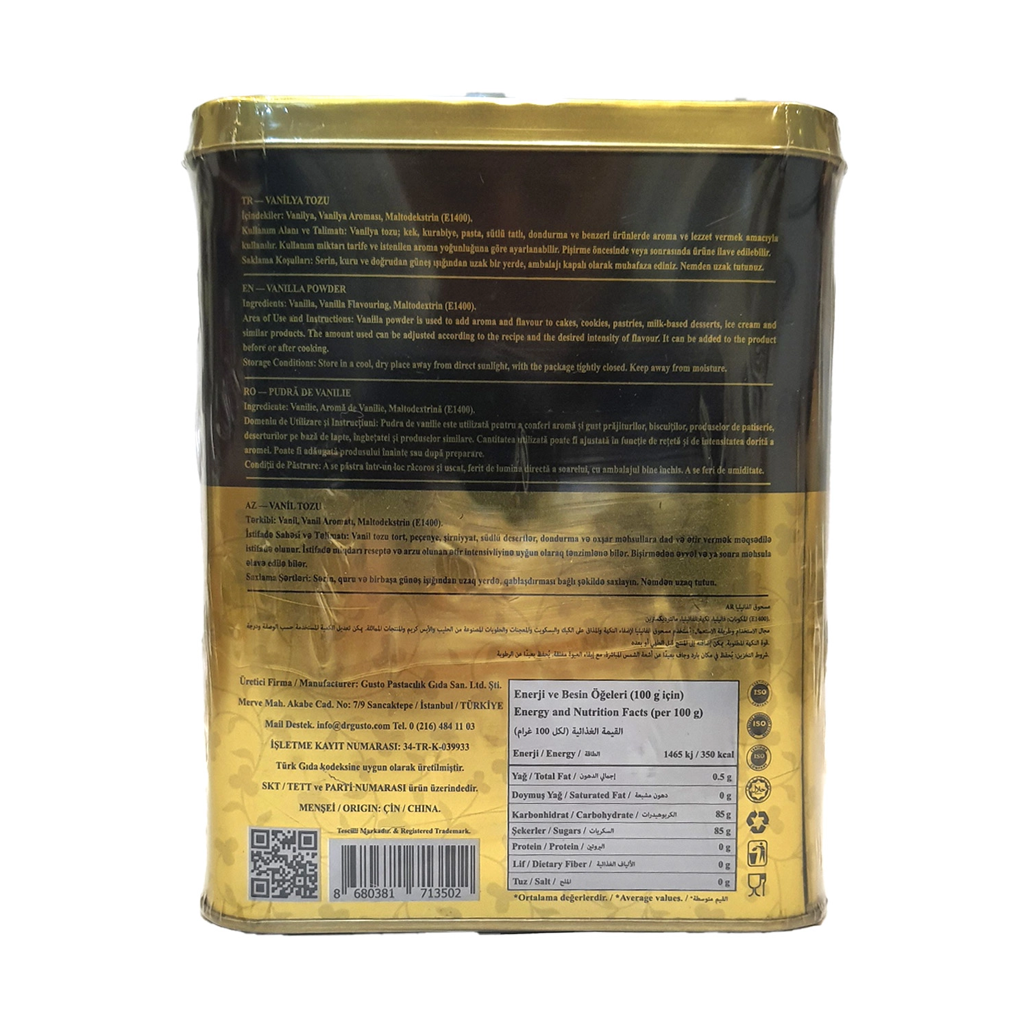 Dr Gusto Euro Diamond Vanilin Teneke Kutu 1 Kg