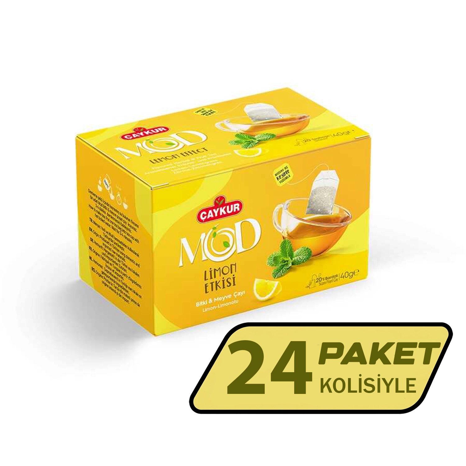 Çaykur Mod Limon Etkisi Bitki ve Meyve Çayı 20’li Bardak Poşet 40 g X 24 Adet