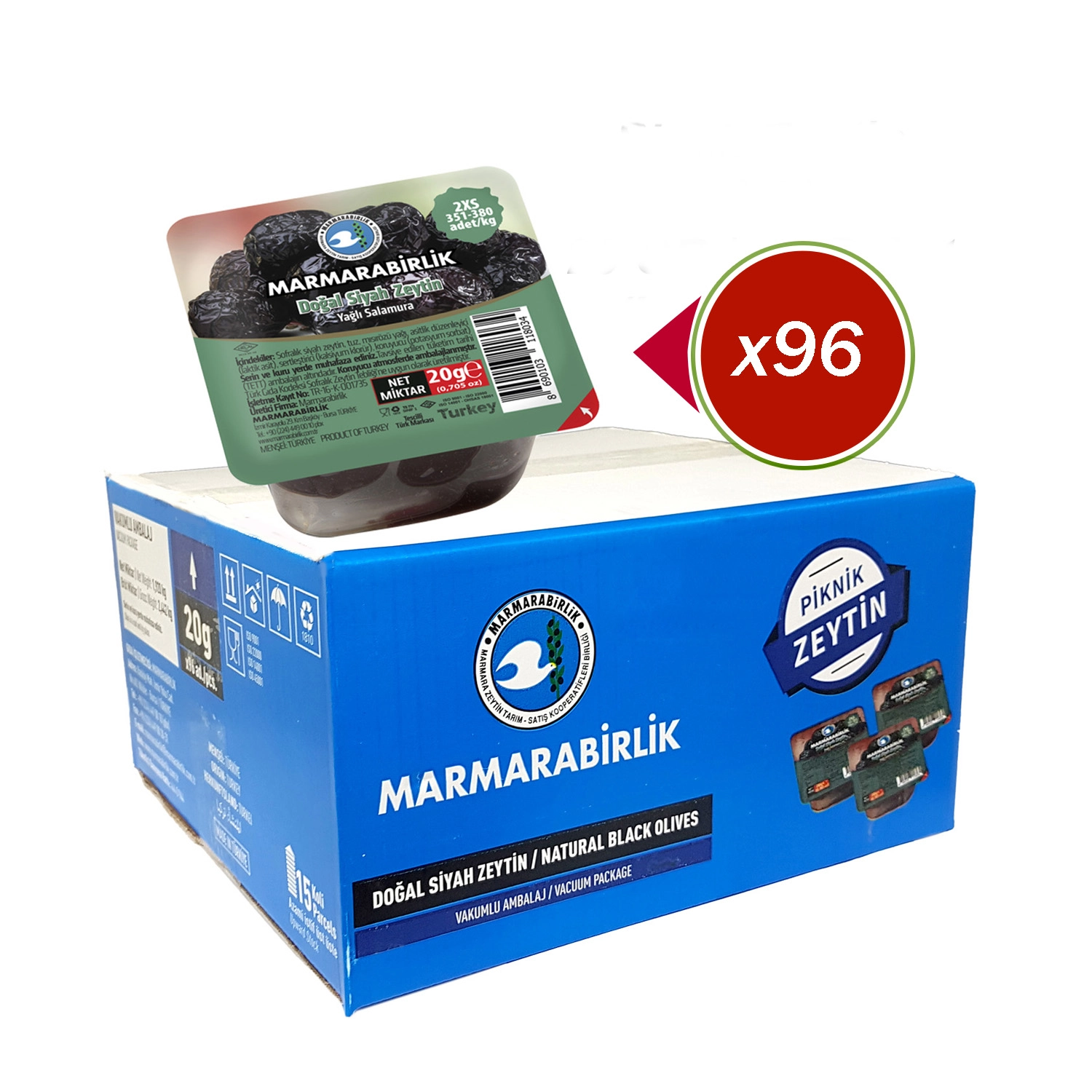 Marmarabirlik Yeşil & Siyah Zeytin Seti 2’li Piknik Paket 176 Adet Vakumlu