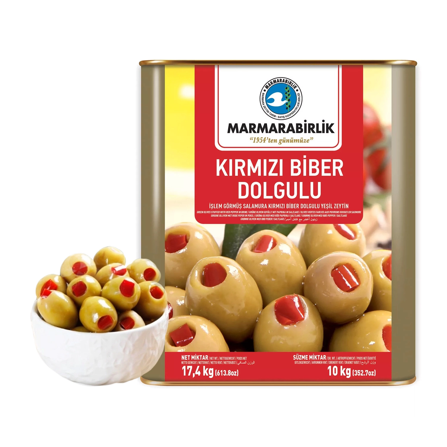Marmarabirlik Biberli Yeşil Zeytin XL (201-230) 10 Kg.