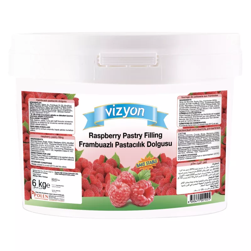 Vizyon Frambuazlı Pastacılık Dolgusu 6 Kg - Pişirilmeye Dayanıklı