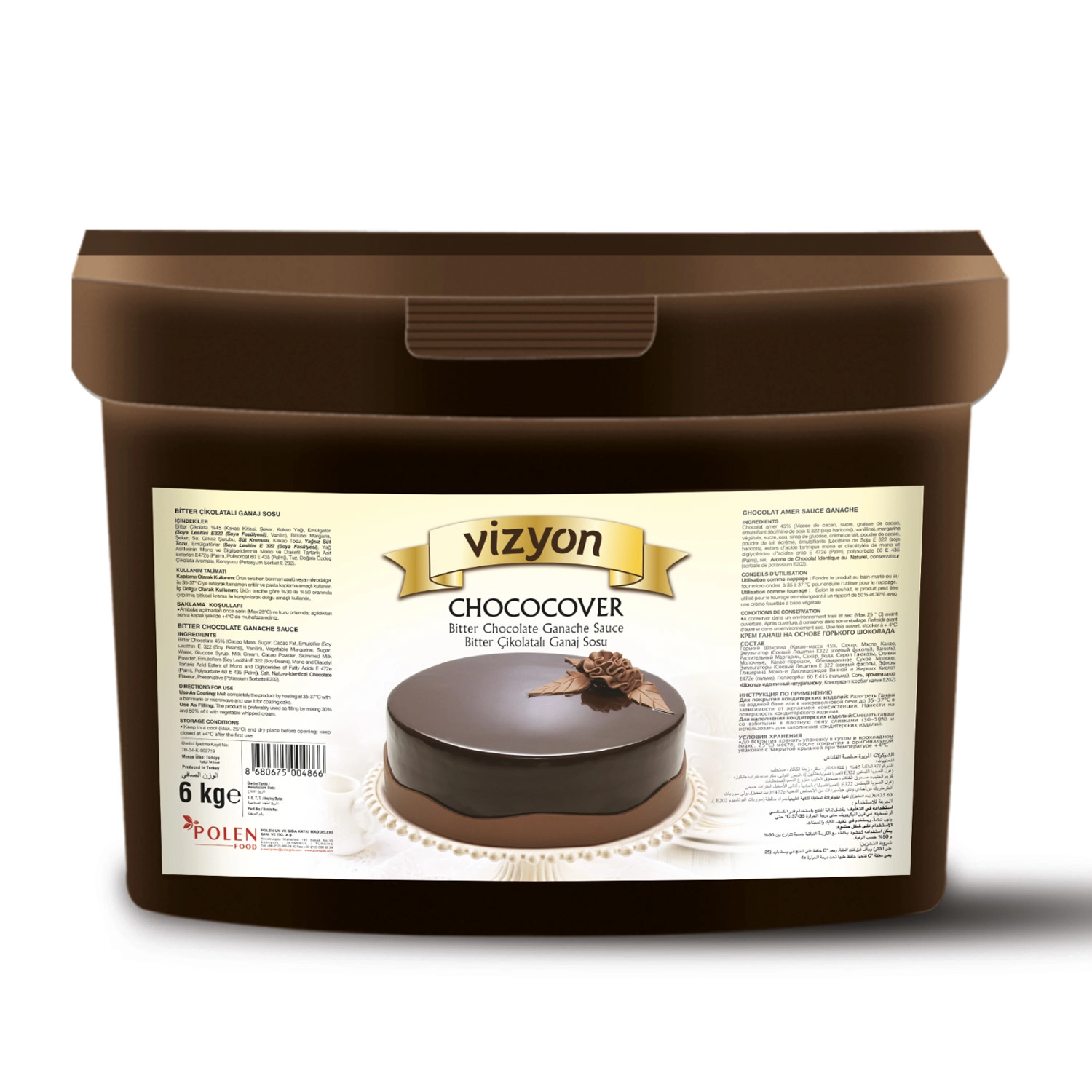Vizyon Chococover Bitter Çikolatalı Ganaj Sosu 6 Kg