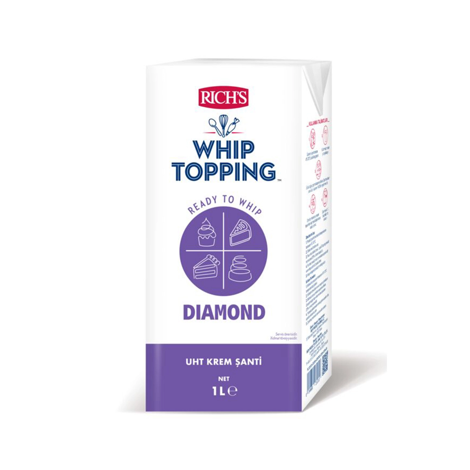 Rich’s Whip Topping Daimond 1 L x 12 Adet (Kolisiyle) – Bitkisel Yağlı UHT Krem Şanti