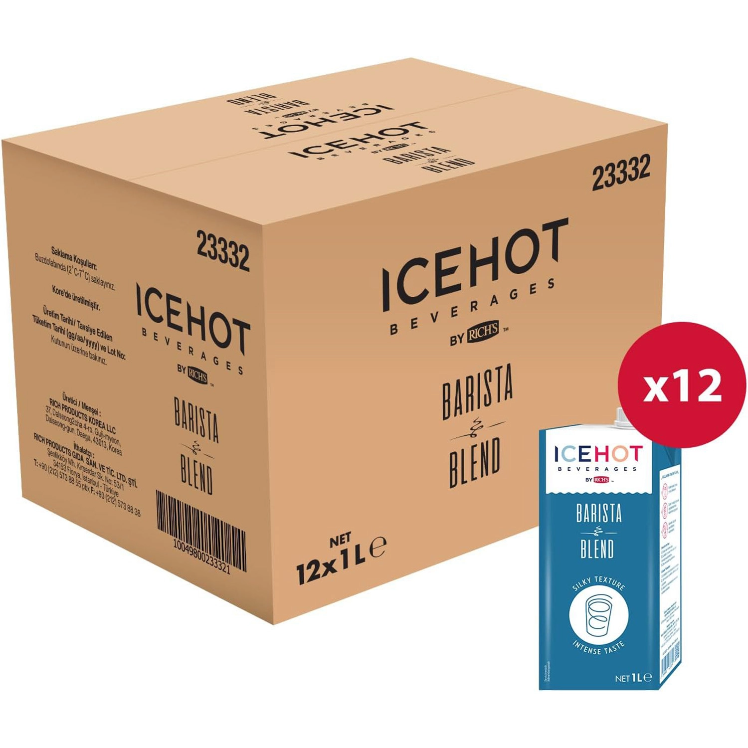 İcehot Barista Blend Bitkisel Yağlı İçecek Bazı 1 L X 12 Adet (Kolisiyle)