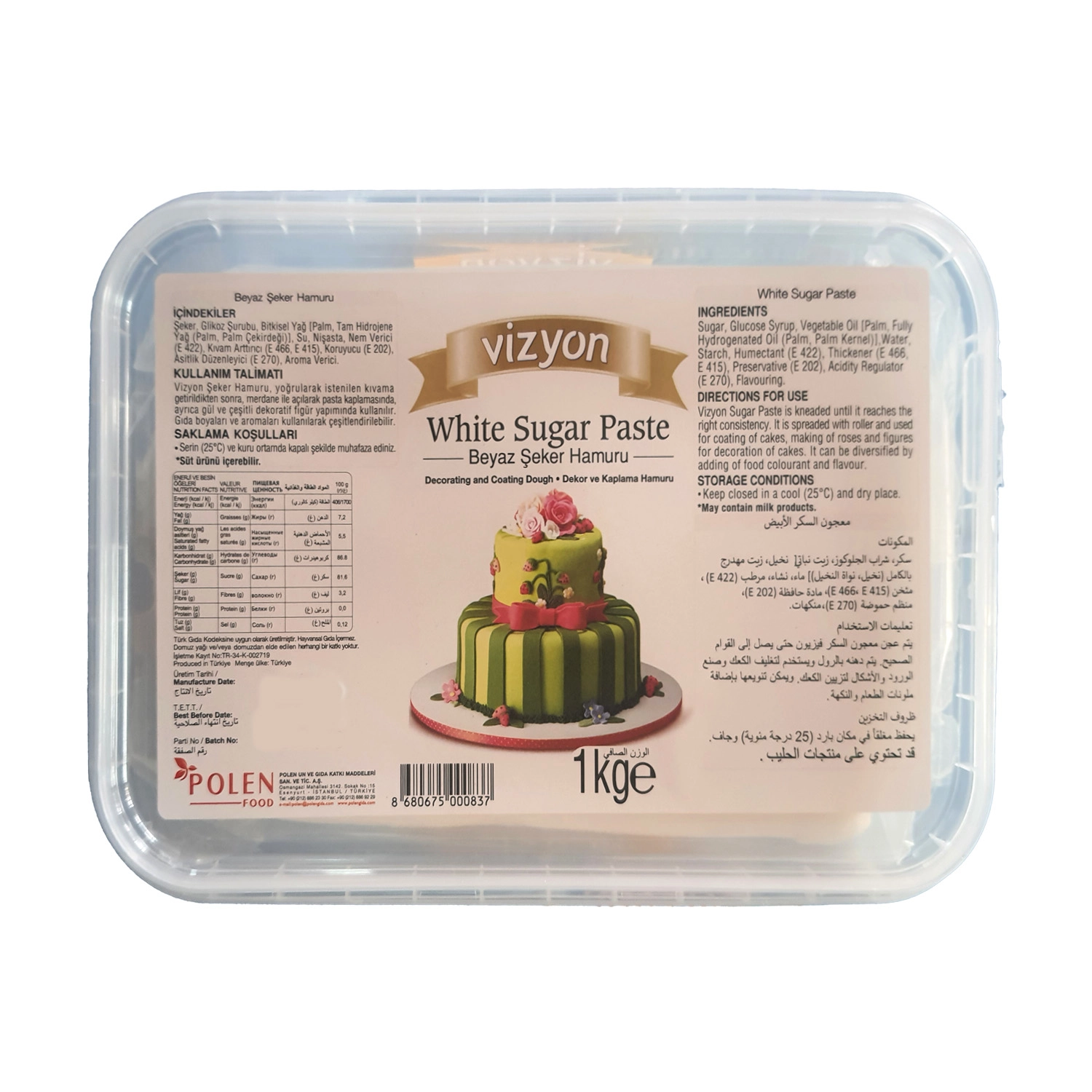 Vizyon Beyaz Şeker Hamuru 1 Kg