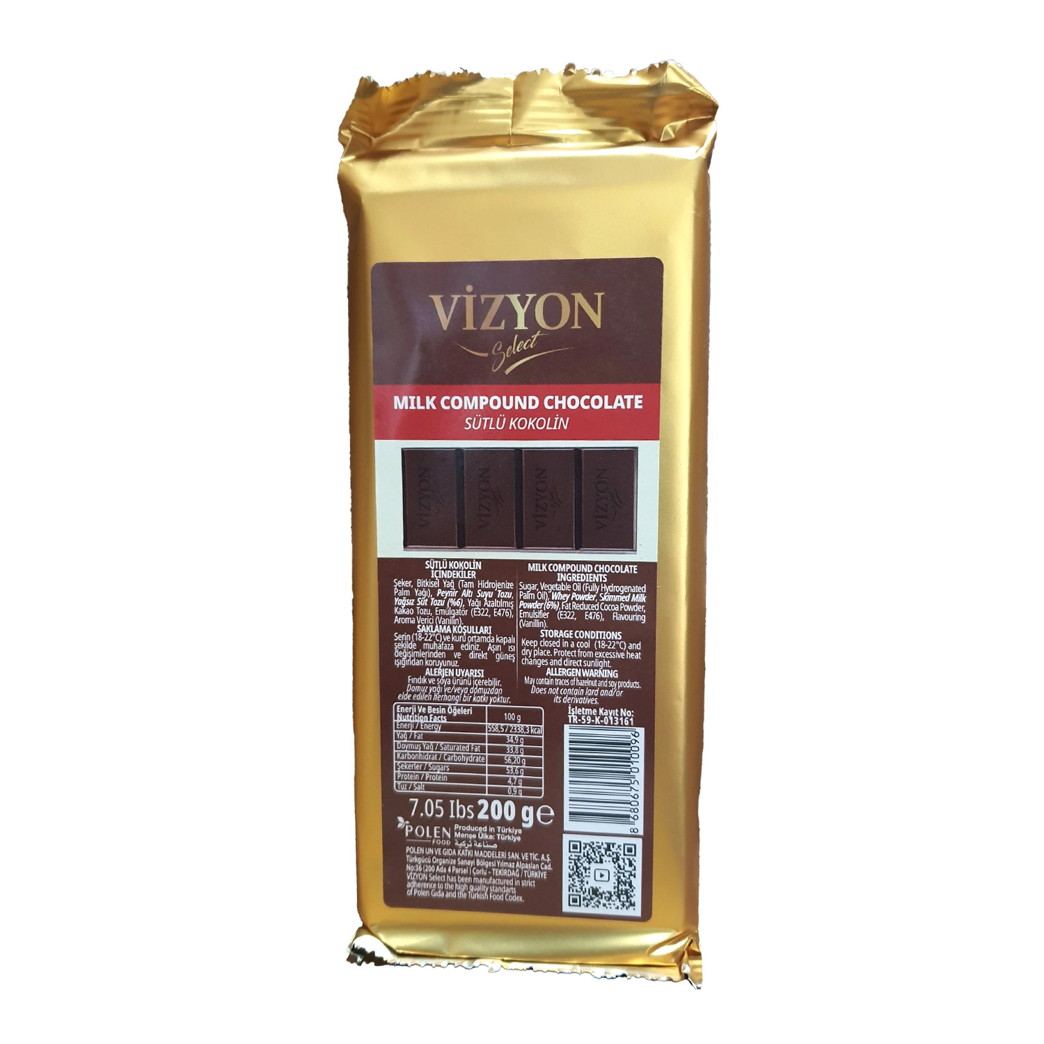 Vizyon Select Mini Blok Sütlü Kokolin 2 Kg (200 Gr x 10 Adet)