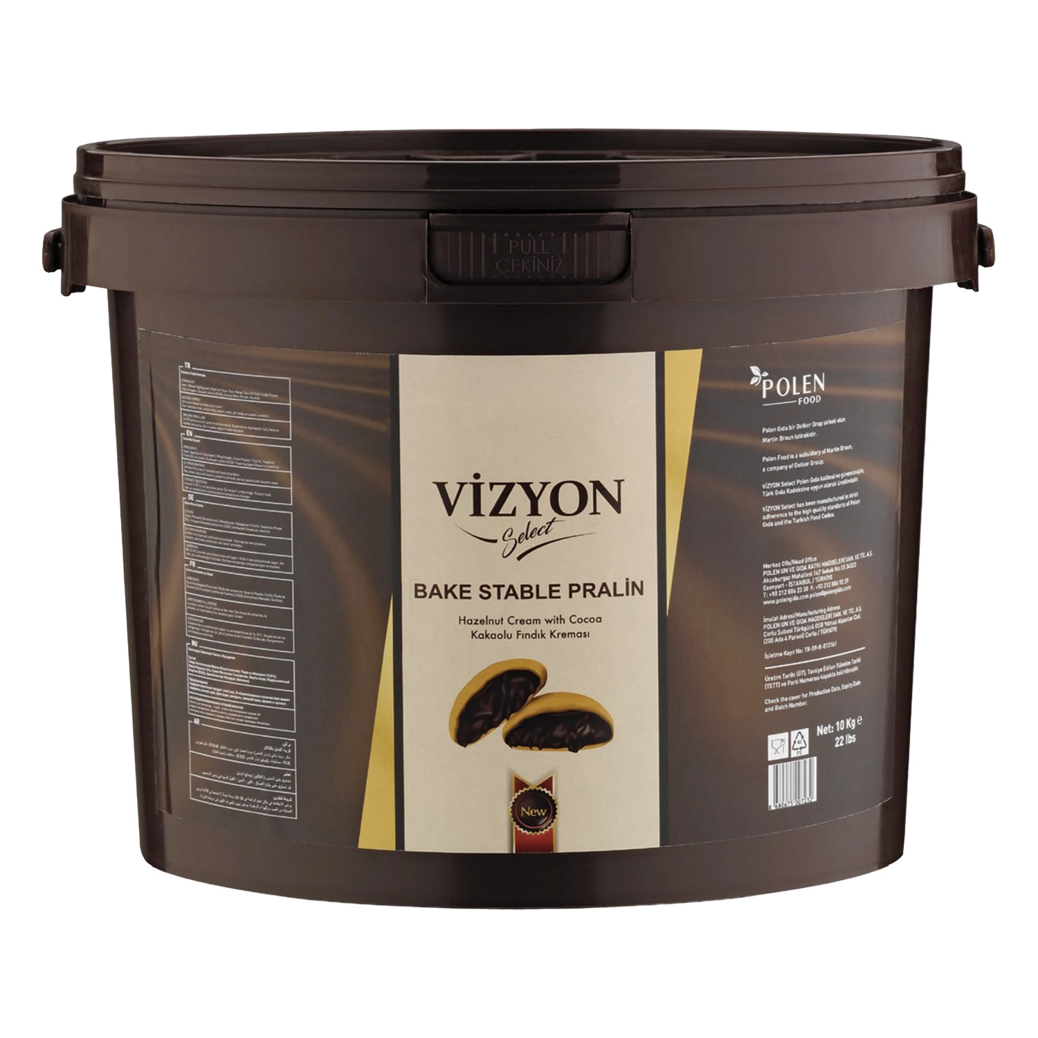 Vizyon Select Bake Stable Pralin 10 Kg - Pişmeye Dayanıklı Kakaolu Fındıklı Dolgu