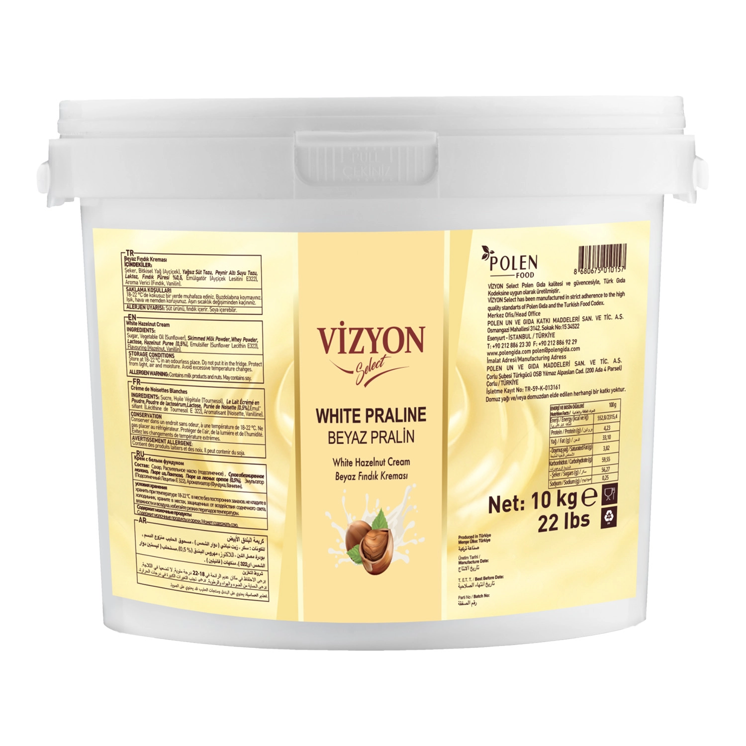 Vizyon Select Beyaz Pralin Fındık Kreması 10 Kg