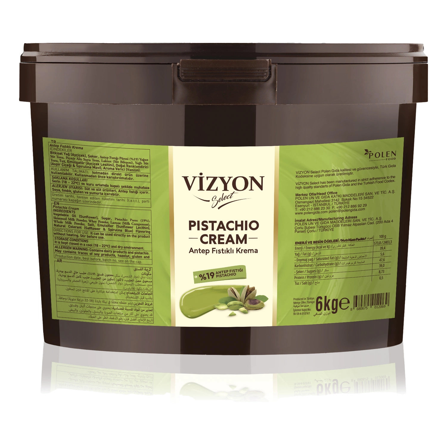 Select %19 Antep Fıstıklı Krema 6 kg - Profesyonel Pasta ve Dolgu Kreması