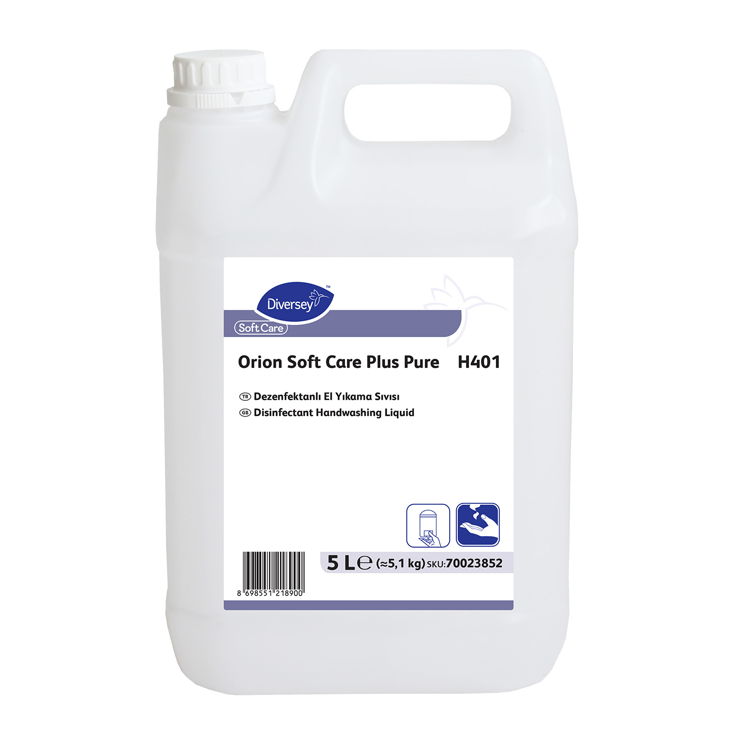 Diversey Softcare Plus Pure H401 Hijyenik Renksiz El Yıkama Sıvısı 5L