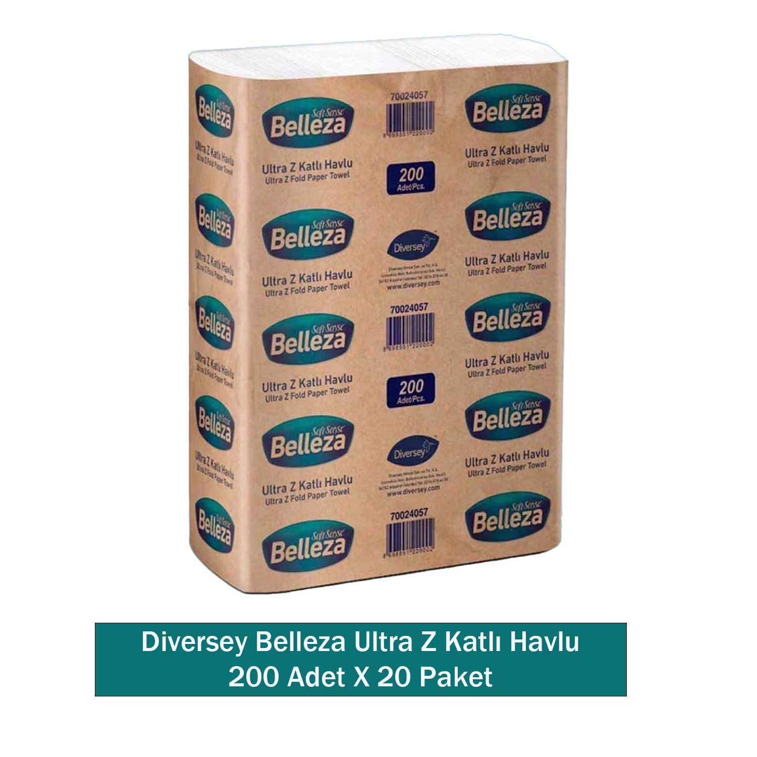 Diversey Belleza Ultra Z Katlı Havlu 23x24 cm 200 Yaprak X 20 Paket