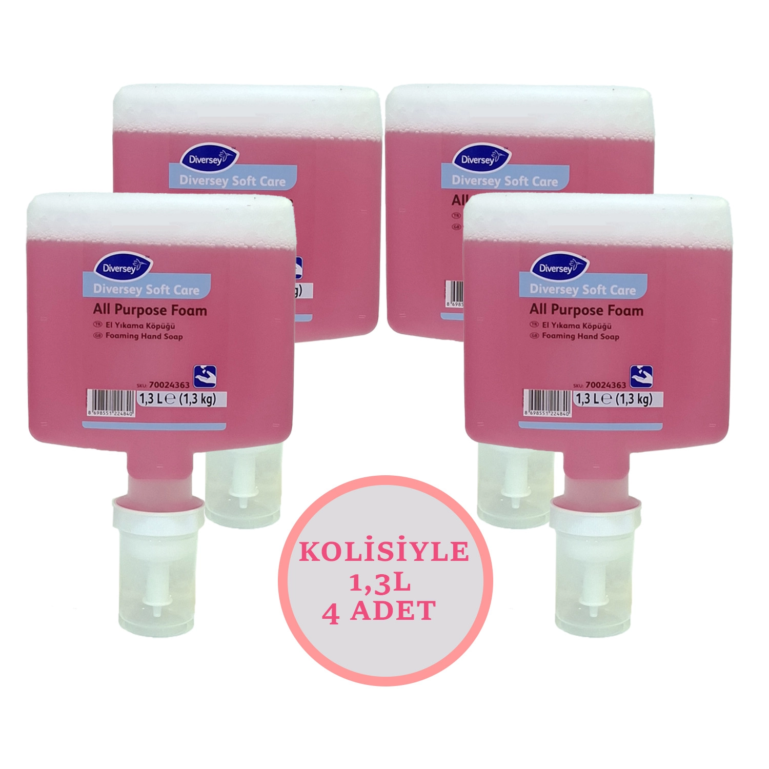 Diversey Soft Care All Purpose Foam Kartuş Köpük Sabun 1,3L X 4 Adet Kolisiyle