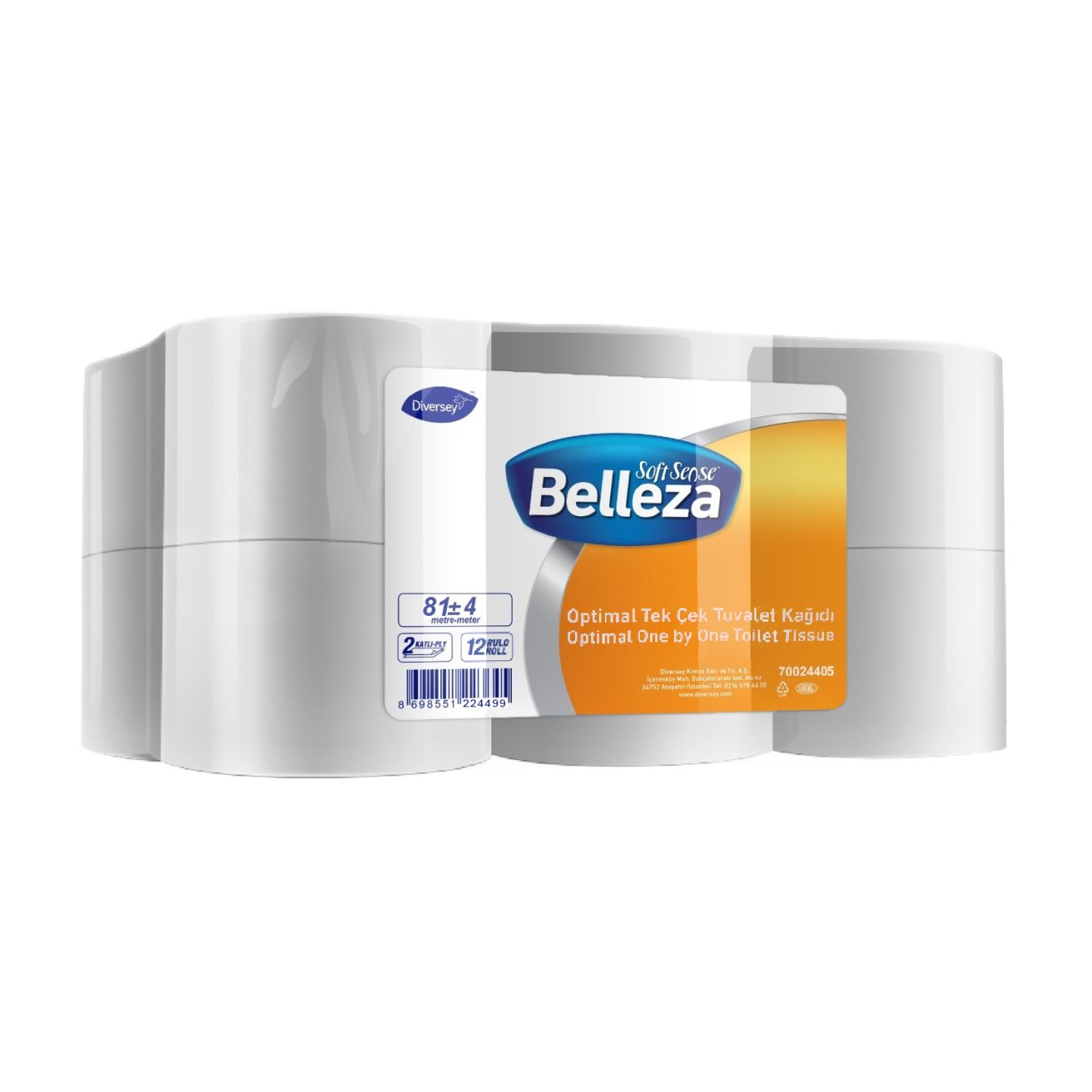 Diversey Belleza Optimal Tek Çekmeli Tuvalet Kağıdı 81m*12 Rulo