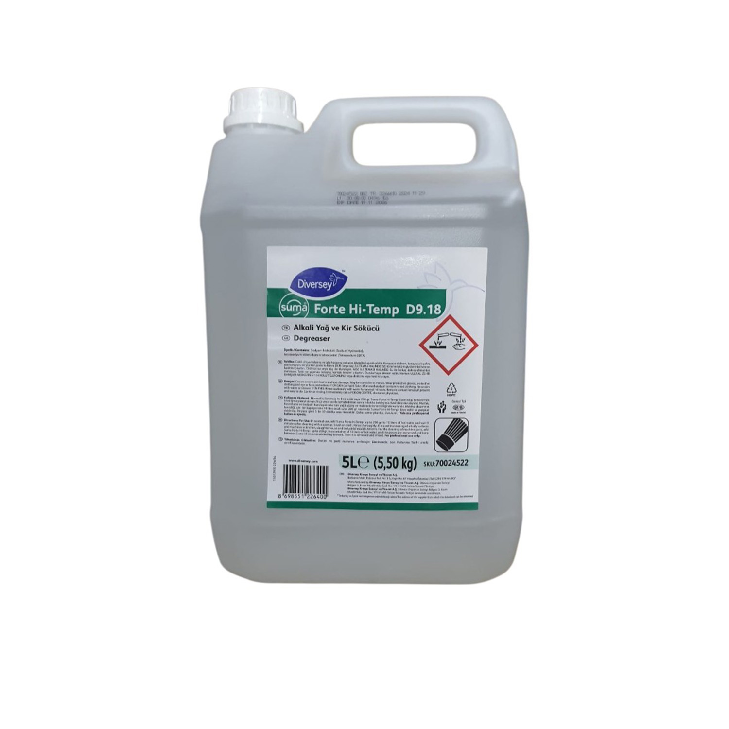 Diversey Suma Forte Hi-Temp D9.18 Alkali Yağ ve Kir Sökücü 5L
