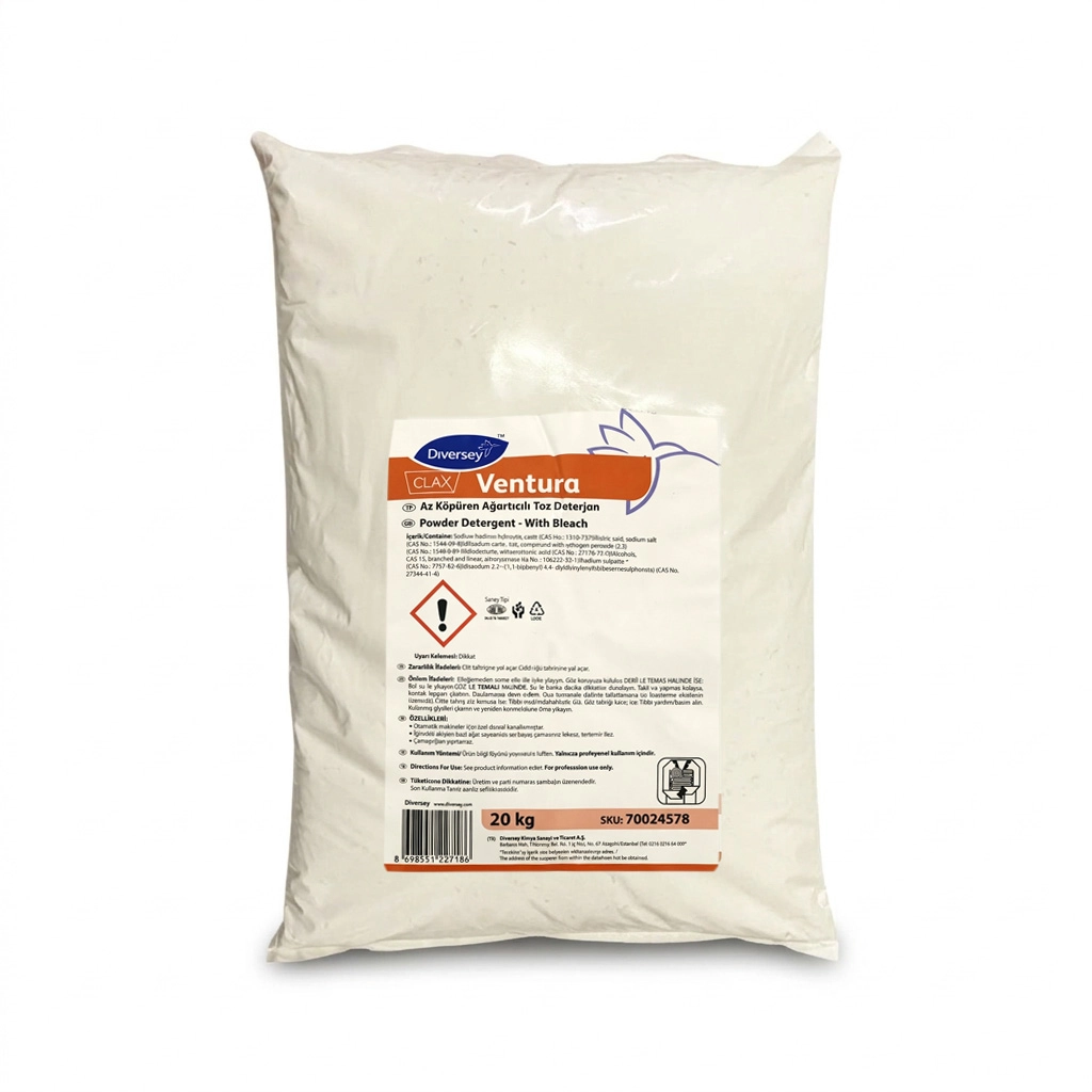 Diversey Clax Ventura Az Köpüren Ağartıcılı Toz Çamaşır Deterjanı 20 Kg