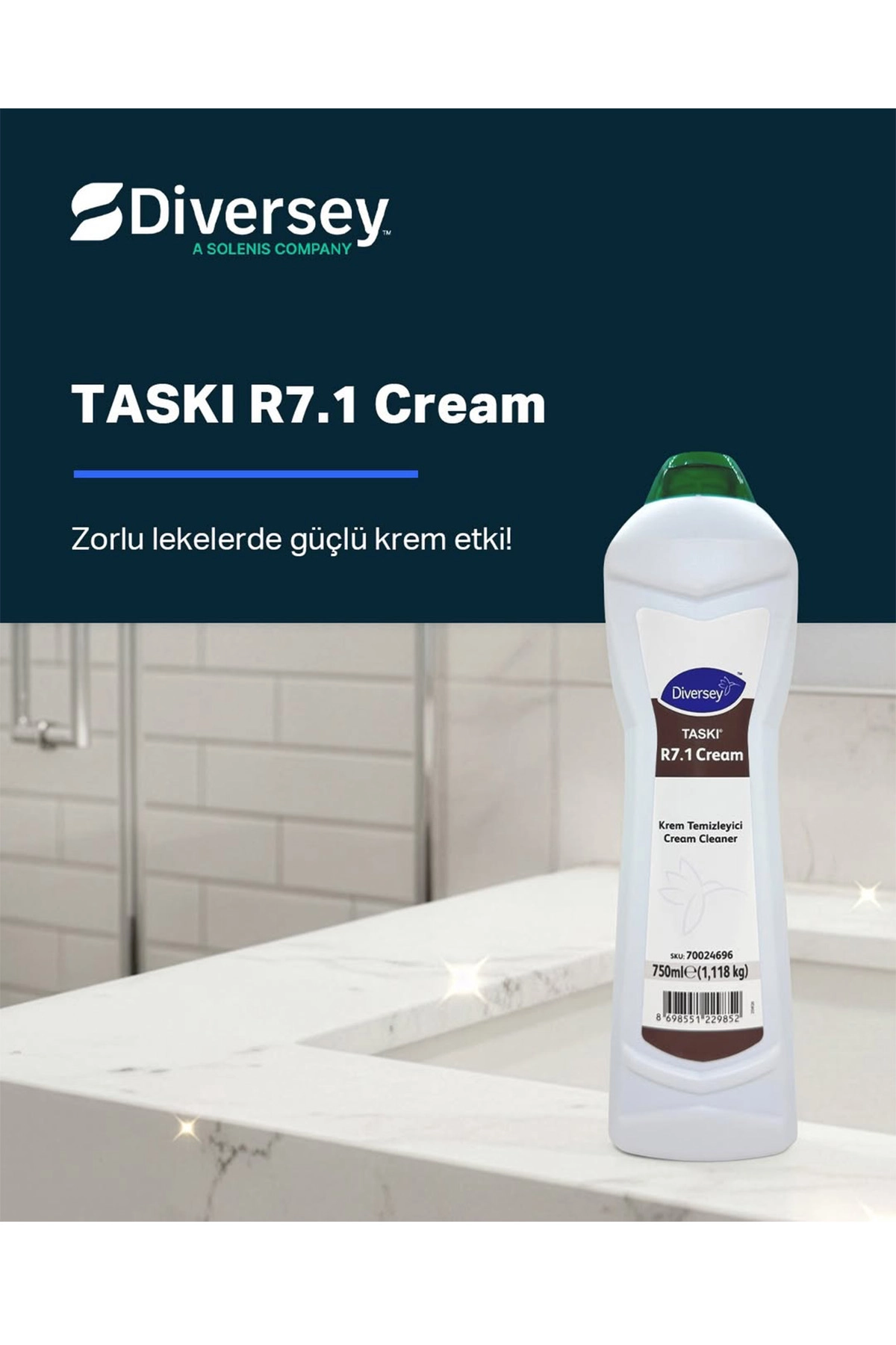 Diversey TASKI R7.1 Amonyaklı Krem Temizleyici 750 ml Banyo & Mutfak İçin Yüzey Temizleyici