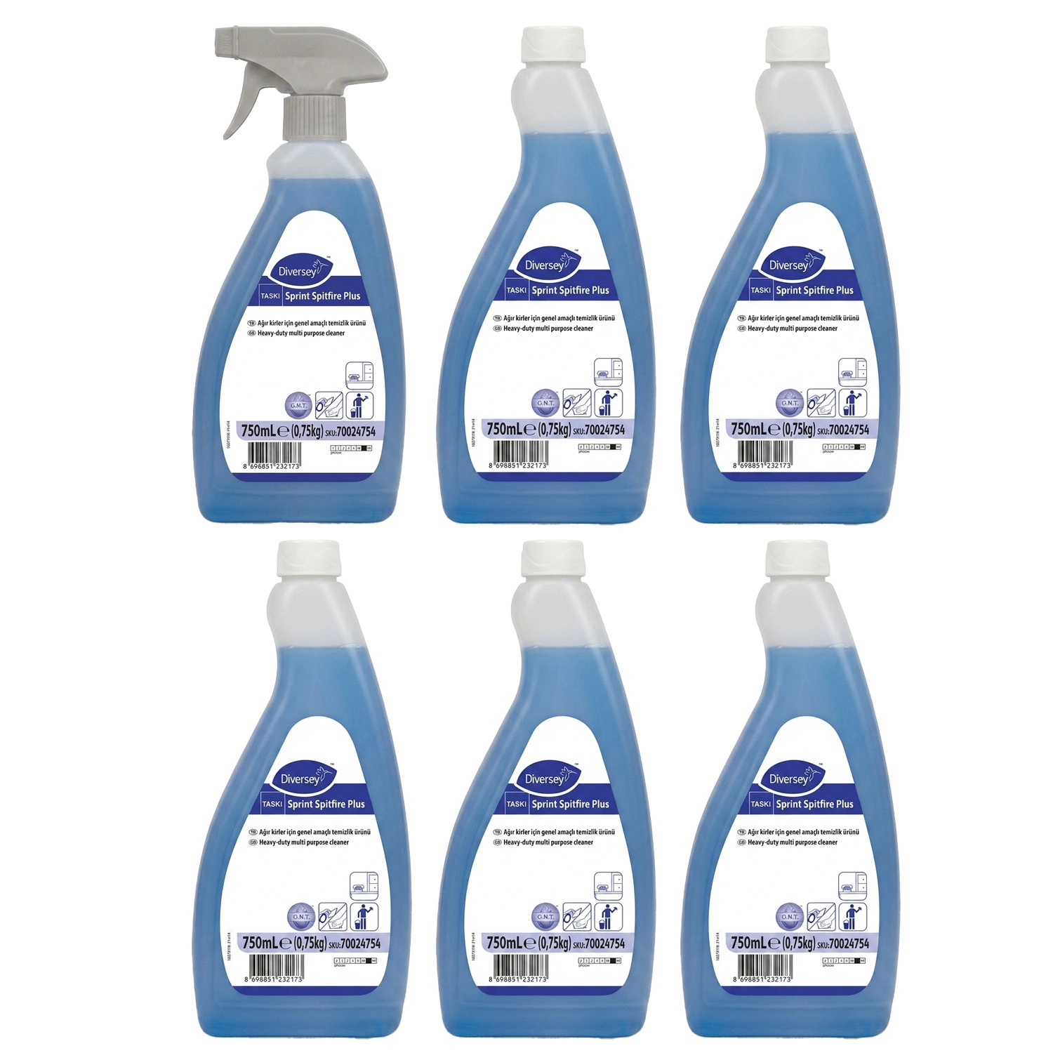 Diversey Taski Sprint Spitfire Plus Ağır Kirler İçin Genel Temizlik Ürünü 750 Ml X 6 Adet