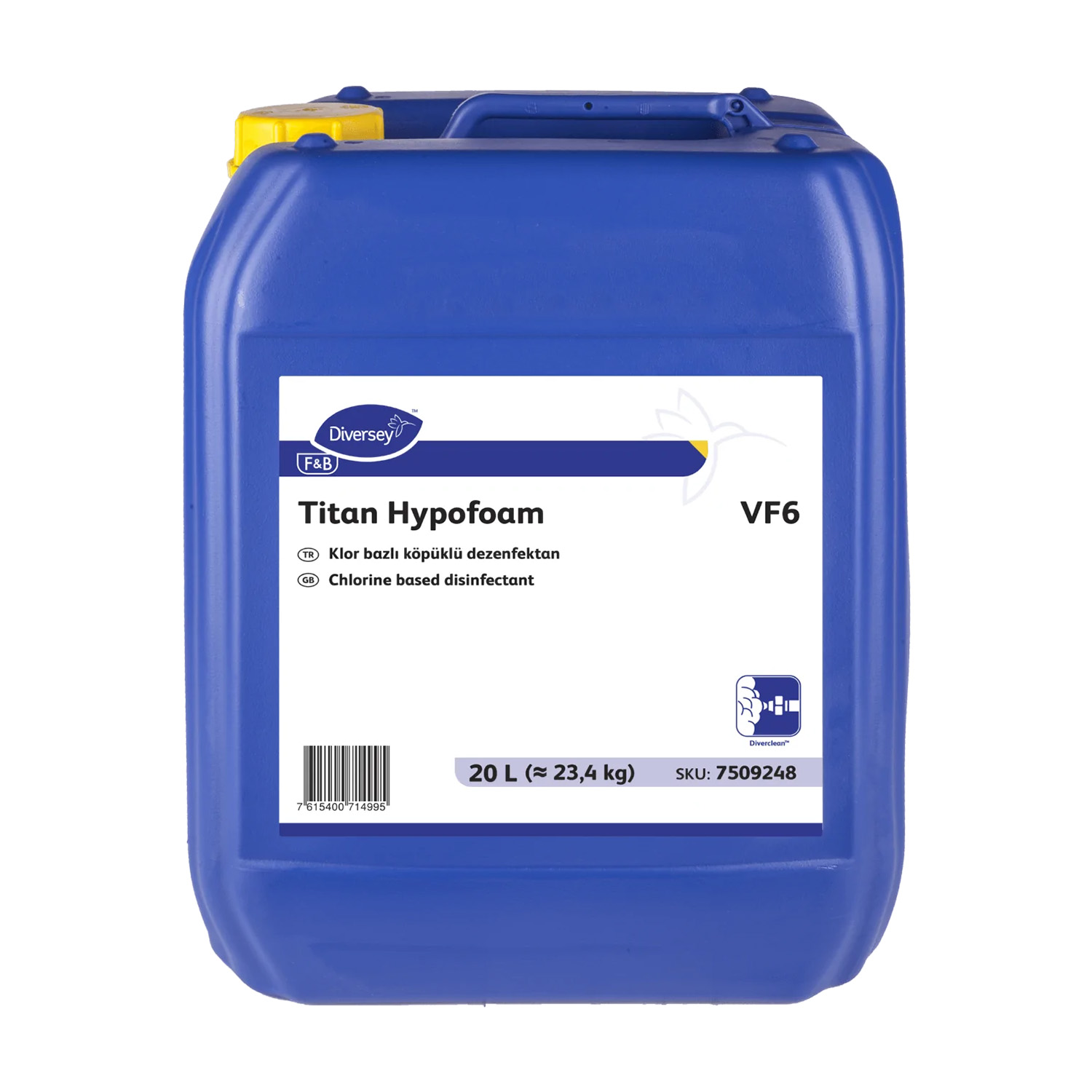 Diversey Titan Hypofoam VF6 Klor Bazlı Köpüklü Biyosidal Dezenfektan 20 L