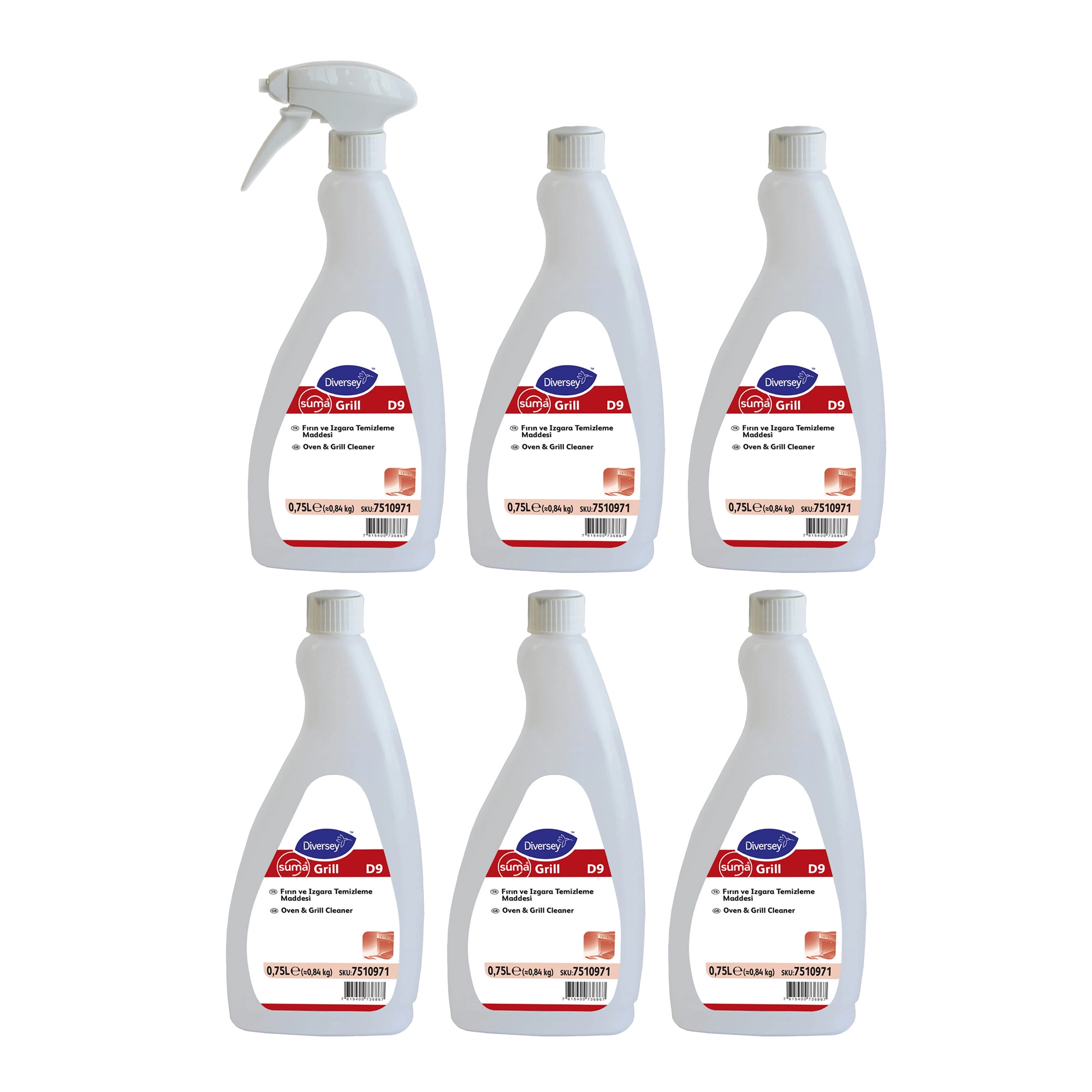 Diversey Suma Grill D9 Fırın ve Izgara İçin Yağ Çözücü 750 Ml X 6 Adet