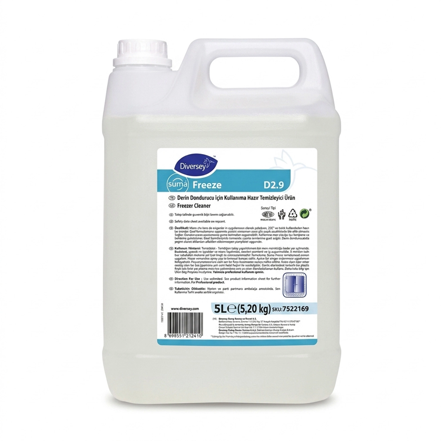 Diversey Suma Freeze D2.9 Derin Dondurucular için Temizlik Maddesi 5 L