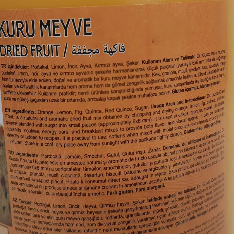 Dr. Gusto Kuru Meyve Parçacıkları 1000 Gr.