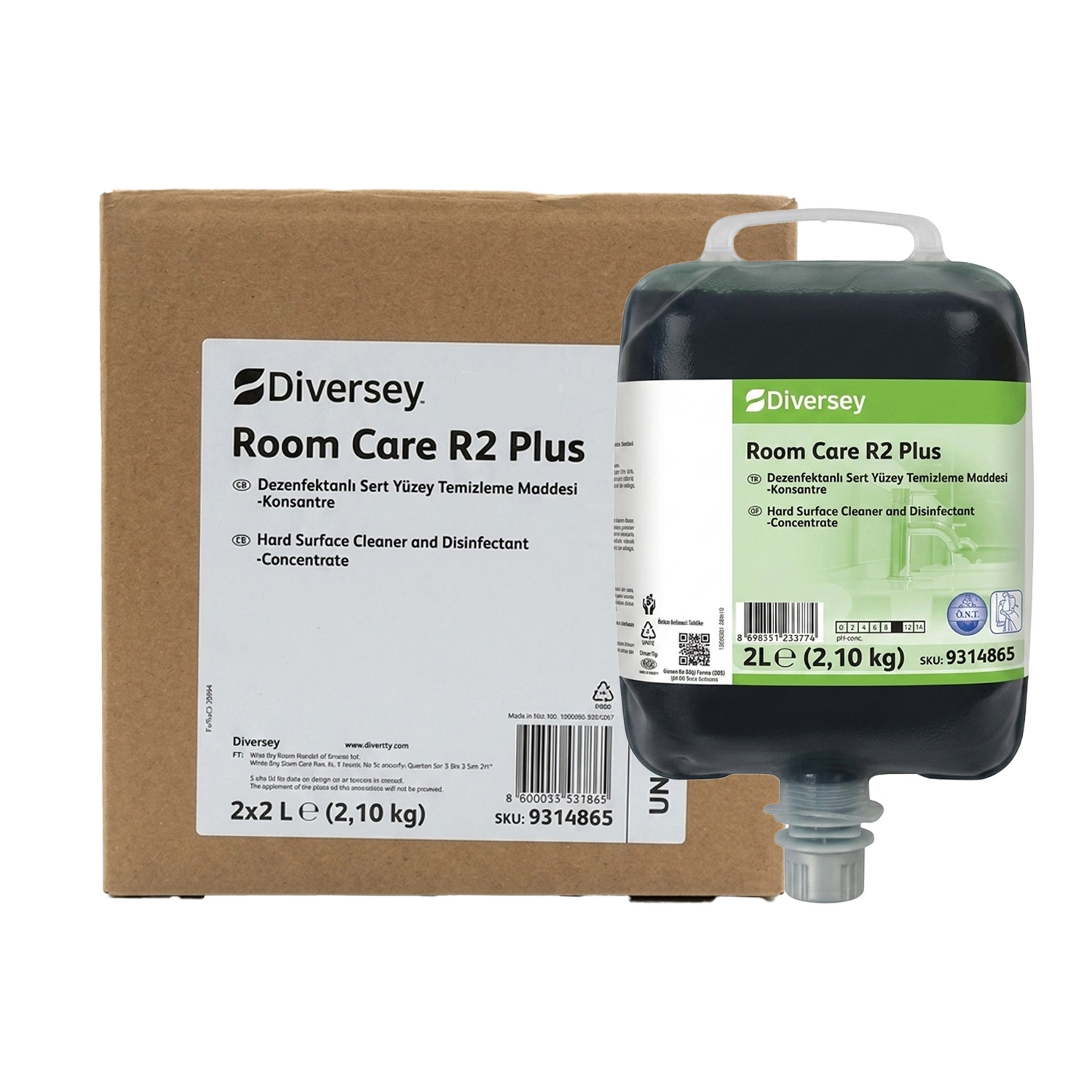 Diversey Room Care R2 Plus Konsantre Dezenfektanlı Sert Yüzey Temizleyici 2 x 2 L (4 L)
