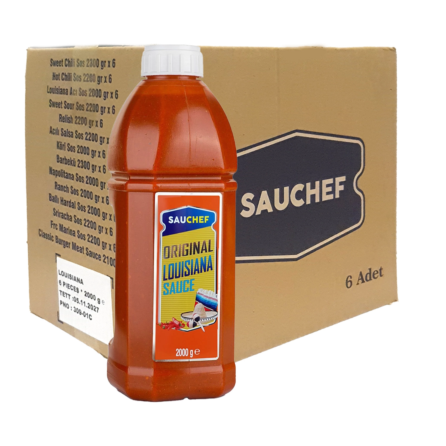 Sauchef Louisiana Acı Biber Sosu 2000 g X 6 Adet Kolisiyle / Original Louisiana Sauce