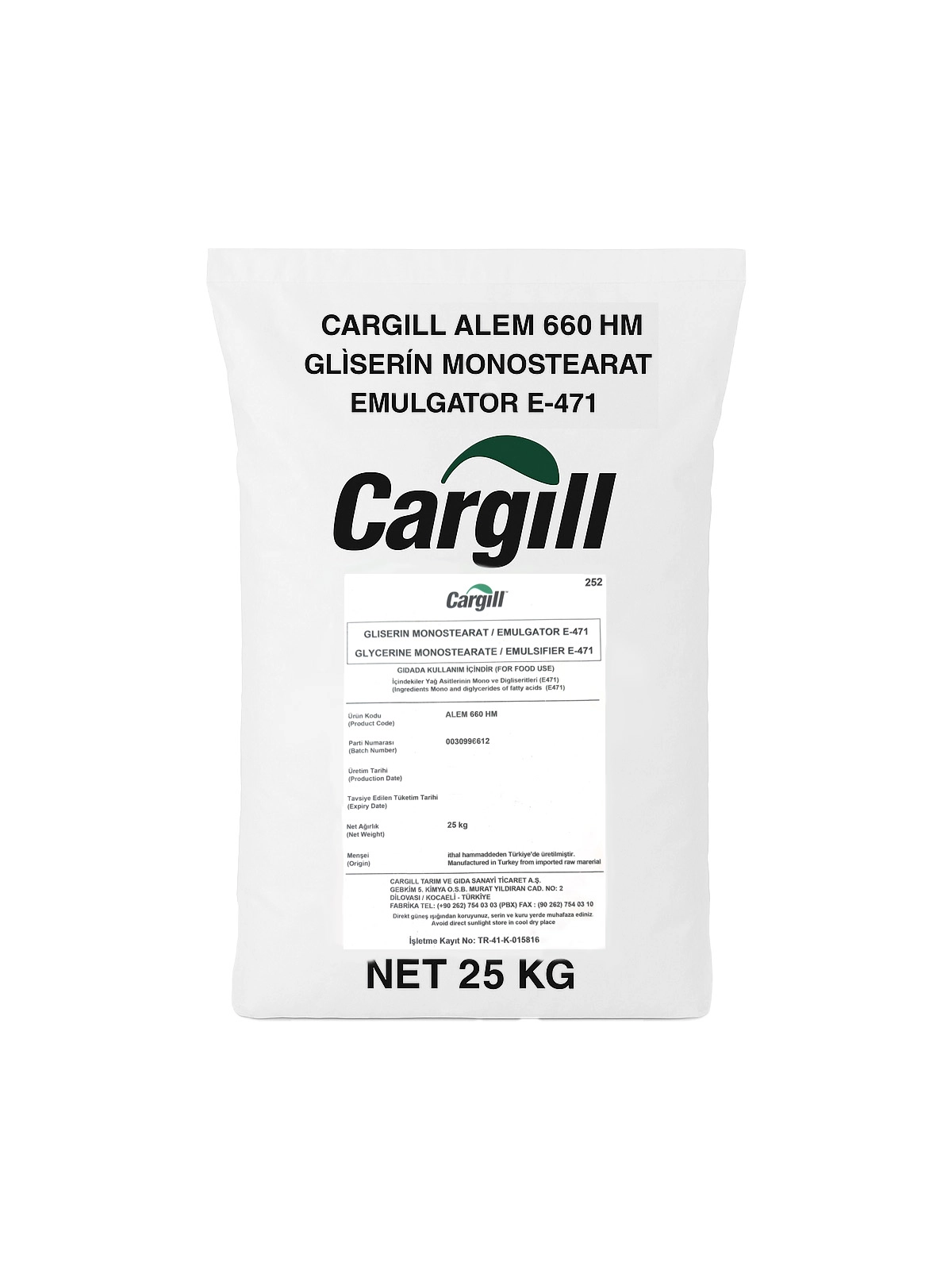 Cargill Alemdar Alem 660 HM Gliserin Monostearat - Emülgatör (ADMÜL) E471 25 kg   -  Kargo Dahil