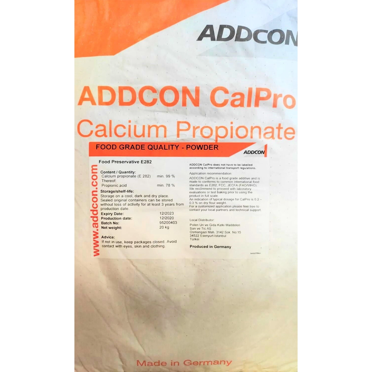 Kalsiyum Propiyonat 20 kg (Addcon CalPro Calcium Propionate)