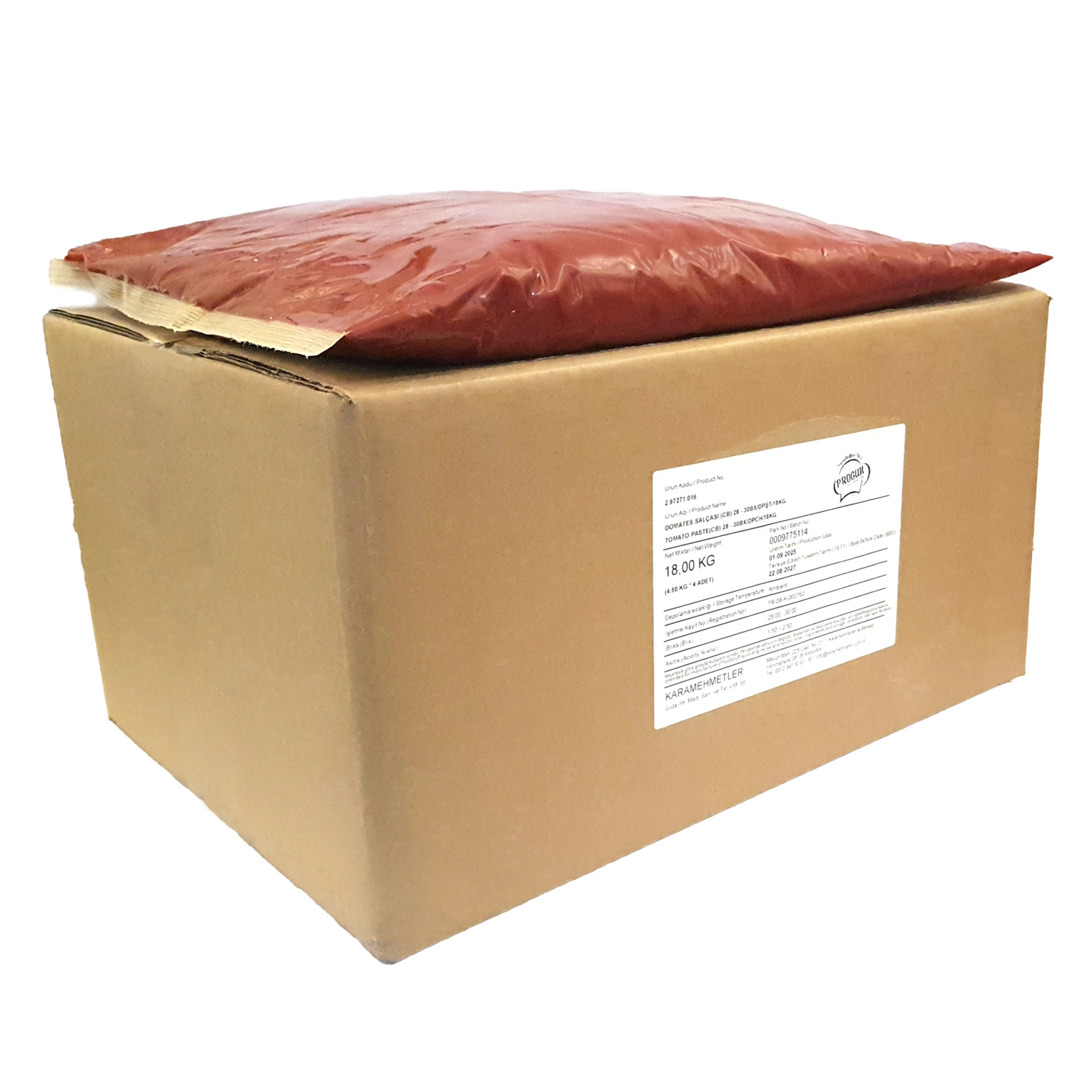 Progün Catering Domates Salçası 18 Kg Ekonomik Paket (4x4,5 kg)