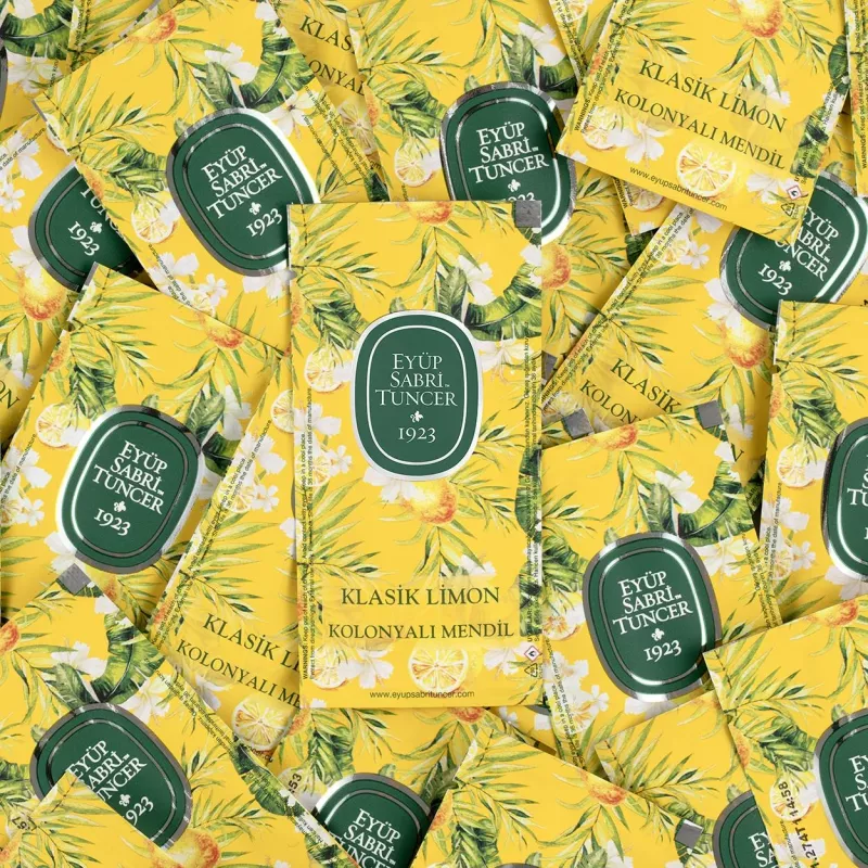 Eyüp Sabri Tuncer Klasik Limon Kolonyalı Mendil 150’li – Küçük Boy 13×18 cm