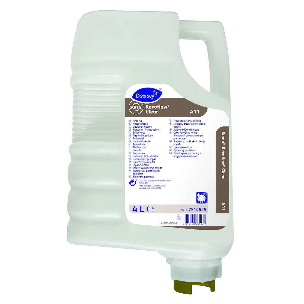 Diversey Suma Revoflow Clear A11 Endüstriyel Bulaşık Makineleri İçin Durulama Katkı Maddesi 4 L