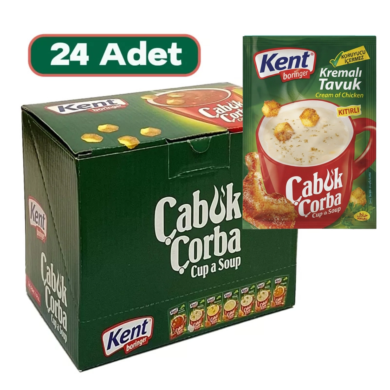 Kent Boringer Kremalı Tavuk Çabuk Çorba 18 g X 24 Adet