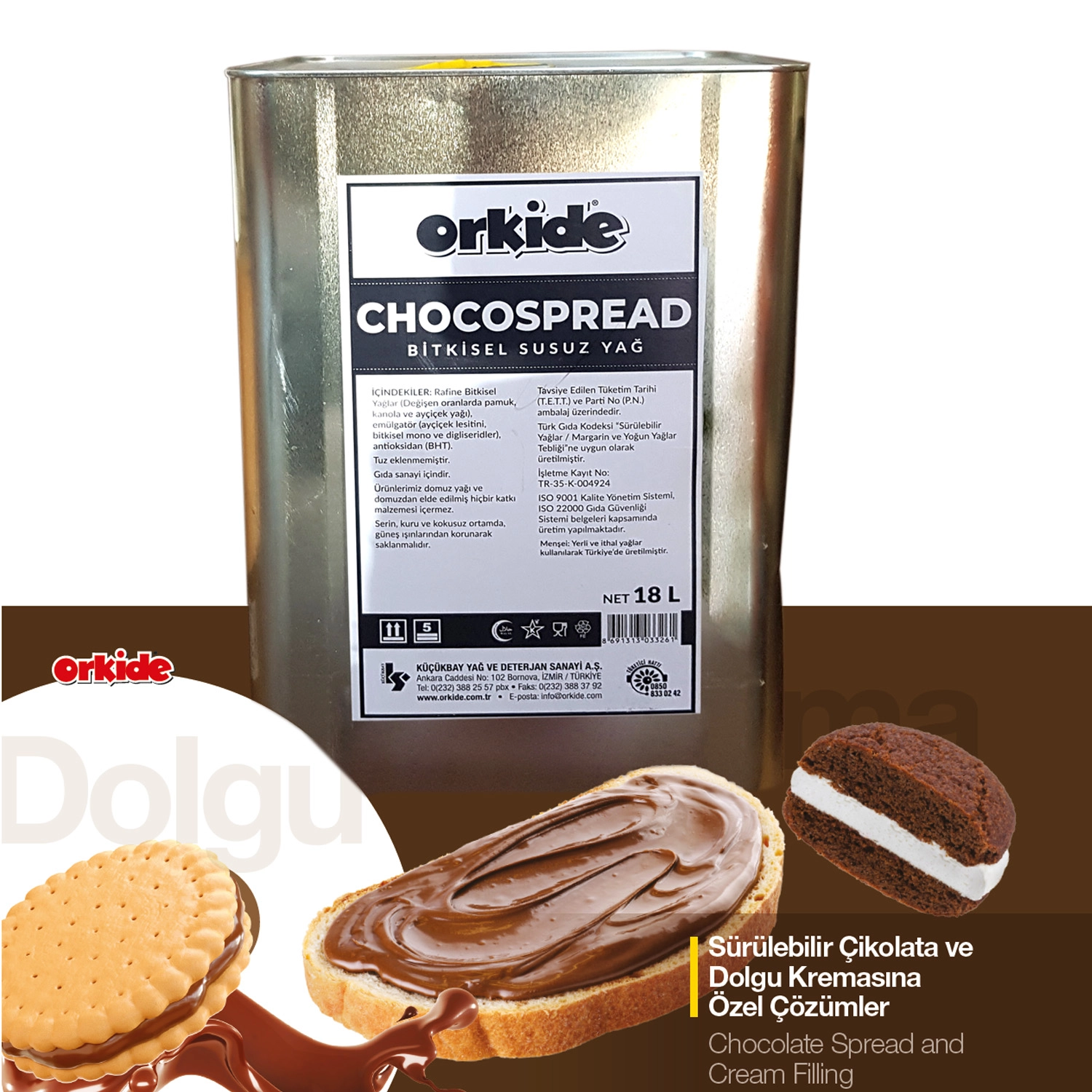 Orkide Chocospread Bitkisel Susuz Yağ 18 L Teneke - Kolisiyle.com
