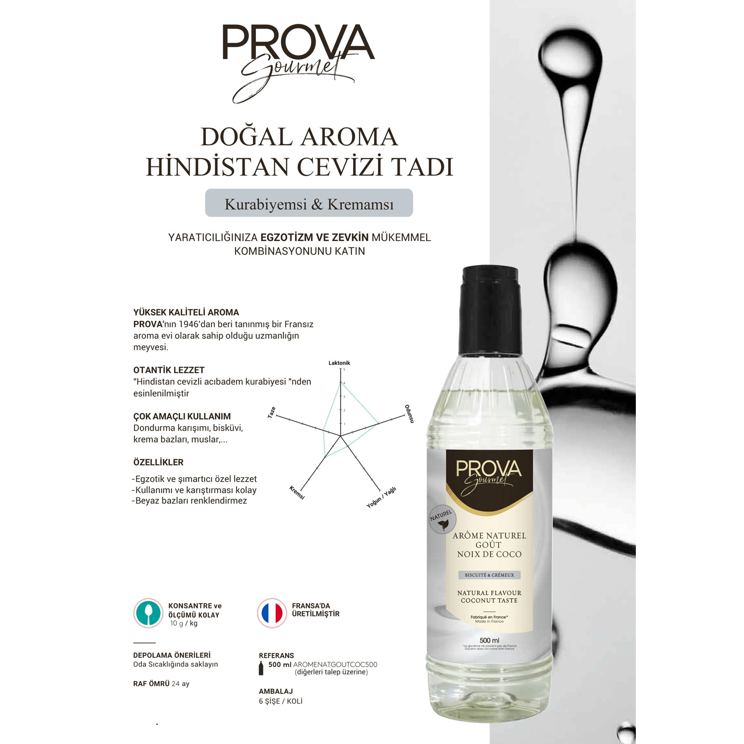 Prova Gourment Doğal Hindistan Cevizi Aroması 500 ml