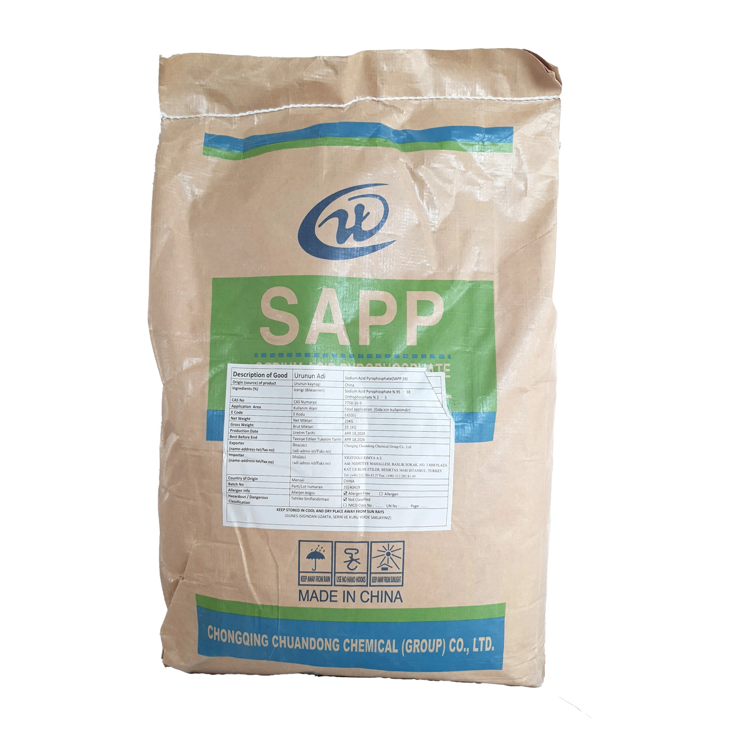 Sodyum Asit Pirofosfat (SAPP 28) 25 Kg – E450(i) Gıda Katkı Maddesi