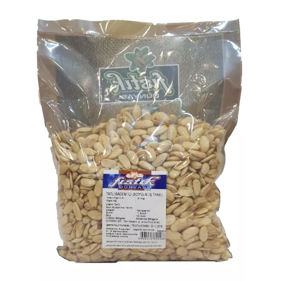 Fıstık Dünyası Nonparel 1. Sınıf Soyulmuş Tatlı Badem İçi 10 mm 2 kg