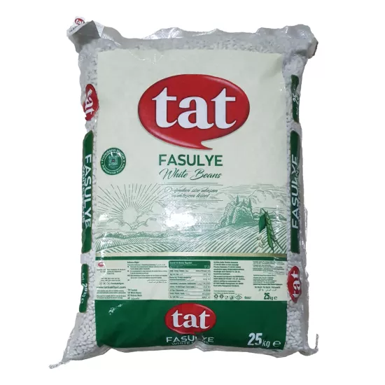 Tat Bakliyat Dermason Fasulye (8 mm) 25 Kg 1. Sınıf Yerli Beyaz Fasulye