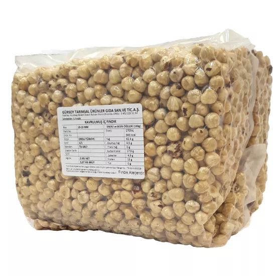 Gürsoy Kavrulmuş İç Fındık 5 kg (13-15 mm Kalibre) - 1. Kalite Bütün Fındık - Vakumlu Paket