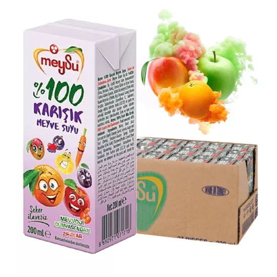 Meysu %100 Karışık Meyve Suyu Şeker İlavesiz 200ml X 27 Adet Okul Gıdası Onaylıdır