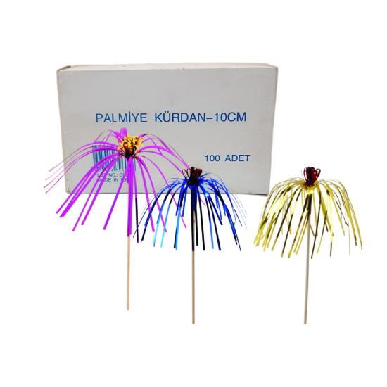 Palmiye Kürdan 10 cm Renkli Kokteyl Kürdanı 100 Adet
