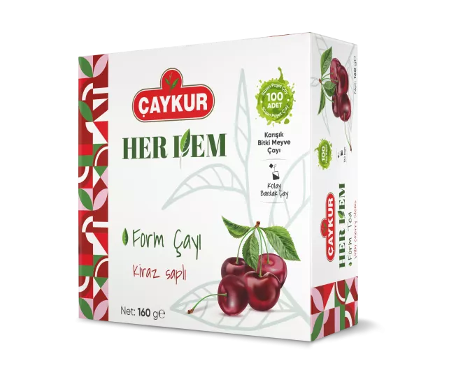 Çaykur Herdem Yeşil Kiraz Saplı Form Çayı Süzen Poşet 160g