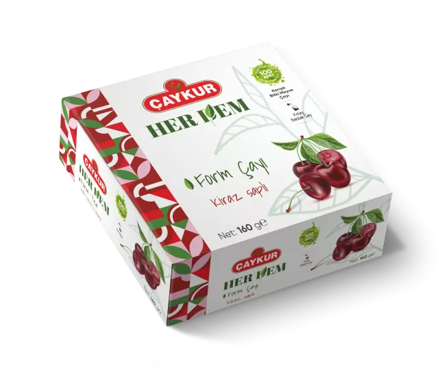 Çaykur Herdem Yeşil Kiraz Saplı Form Çayı Süzen Poşet 160g