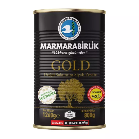 Marmarabirlik Gold Az Tuzlu Doğal Salamura Zeytin 800 gr
