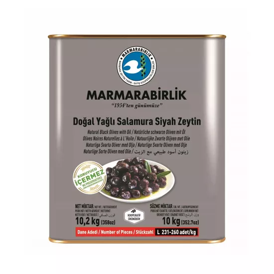 Marmarabirlik Yağlı Salamura (Hiper) Siyah Zeytin L 10 kg (231-260)