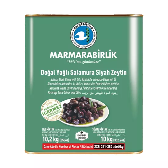 Marmarabirlik Yağlı Salamura Siyah Zeytin 2XS (351-380) 10 Kg.