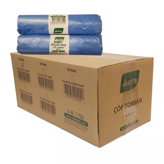 Çöp Poşeti 75 Gr Büyük Boy Mavi 65*80 50 Li (Kolisiyle)